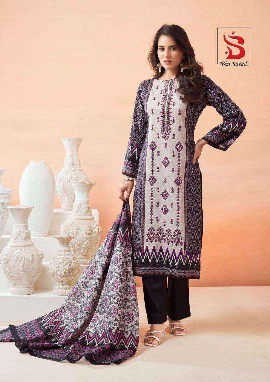Saanvi Trends Bin Saeed Mahnoor Vol-6 Lawn Cotton Dress Material (6 pcs Catalogue)