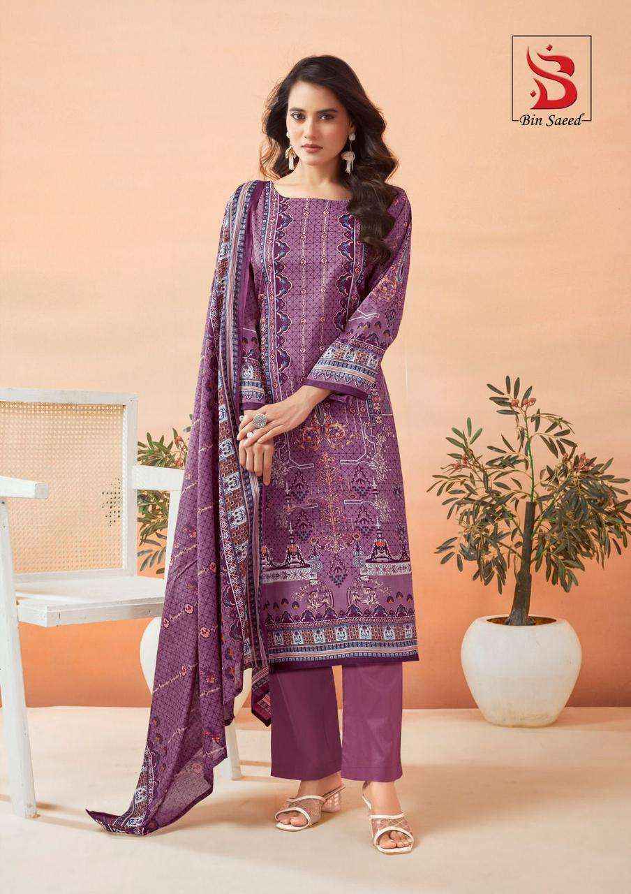 Saanvi Trends Bin Saeed Mahnoor Vol-6 Lawn Cotton Dress Material (6 pcs Catalogue)