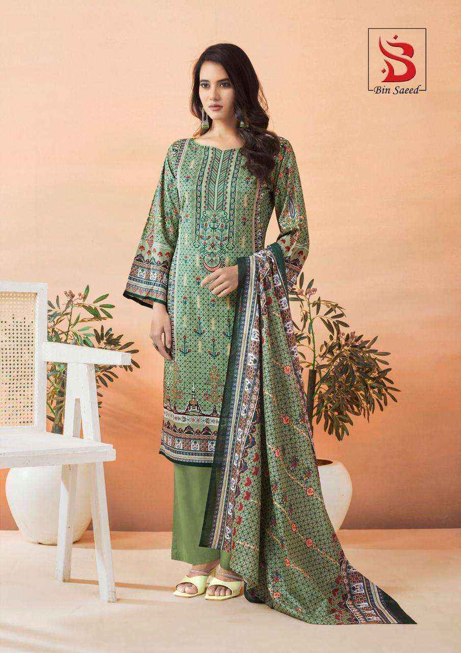 Saanvi Trends Bin Saeed Mahnoor Vol-6 Lawn Cotton Dress Material (6 pcs Catalogue)