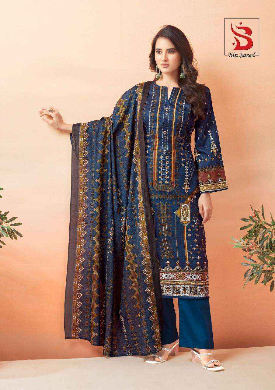 Saanvi Trends Bin Saeed Mahnoor Vol-6 Lawn Cotton Dress Material (6 pcs Catalogue)