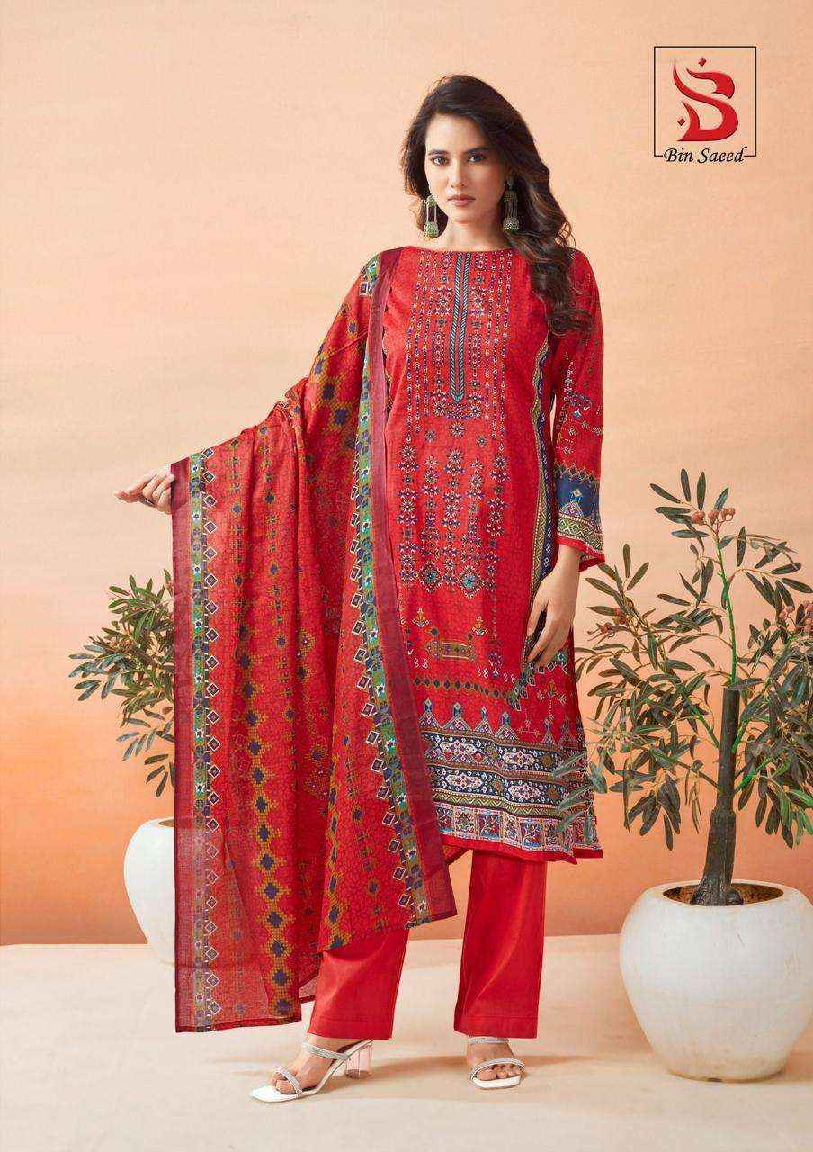 Saanvi Trends Bin Saeed Mahnoor Vol-6 Lawn Cotton Dress Material (6 pcs Catalogue)