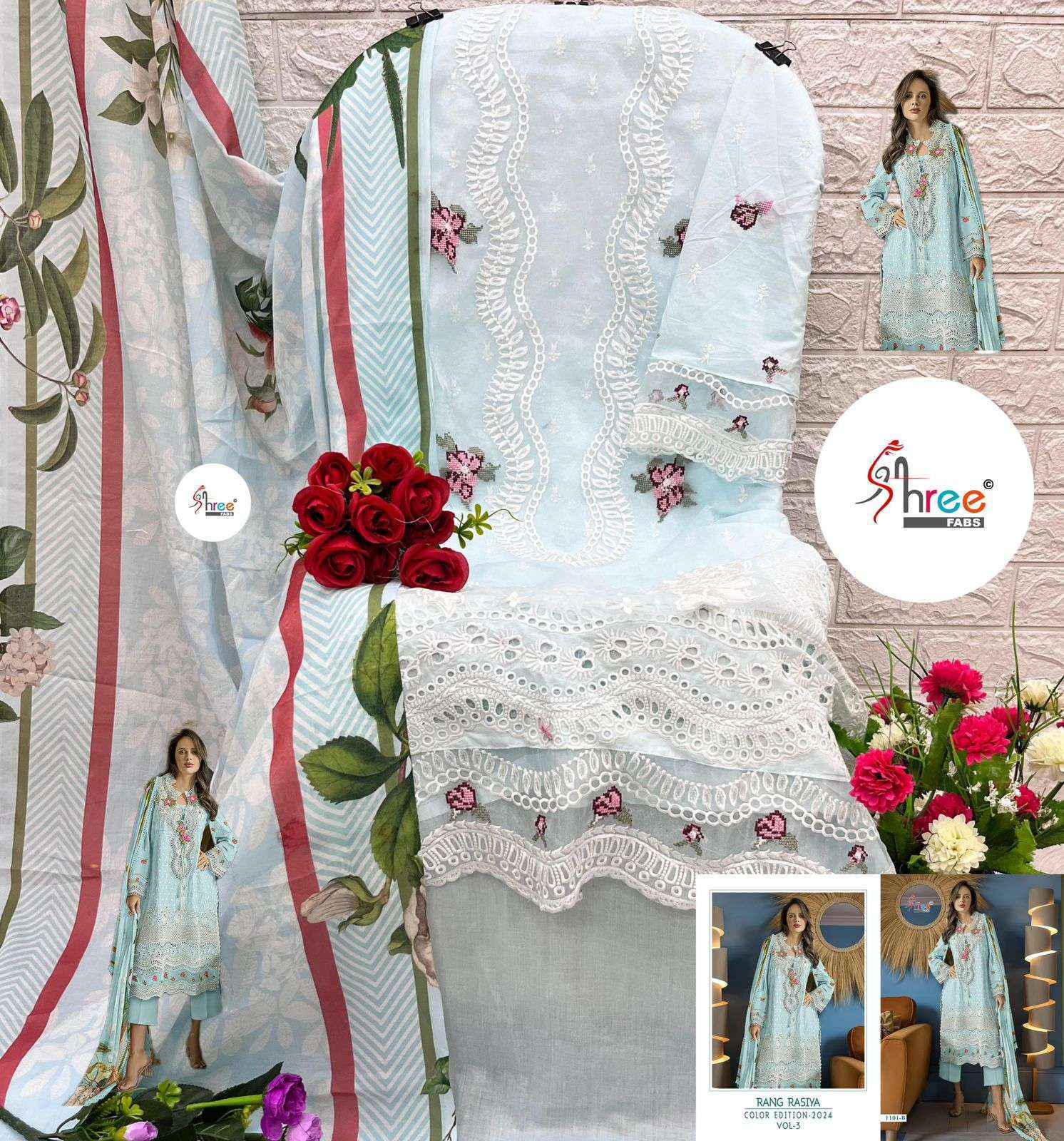 Shree Fabs Rang Rasiya Colour Edition Vol 3 Lawn Cotton Dress Material 4 pcs Catalogue
