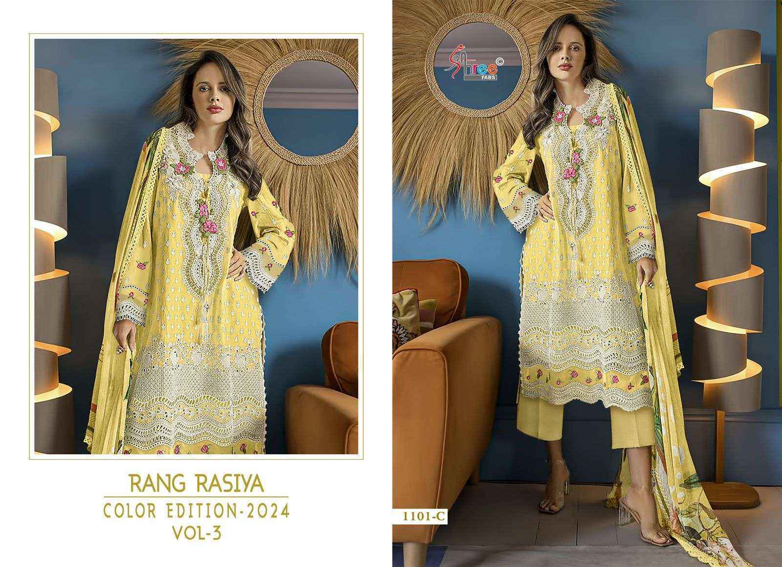 Shree Fabs Rang Rasiya Colour Edition Vol 3 Lawn Cotton Dress Material 4 pcs Catalogue