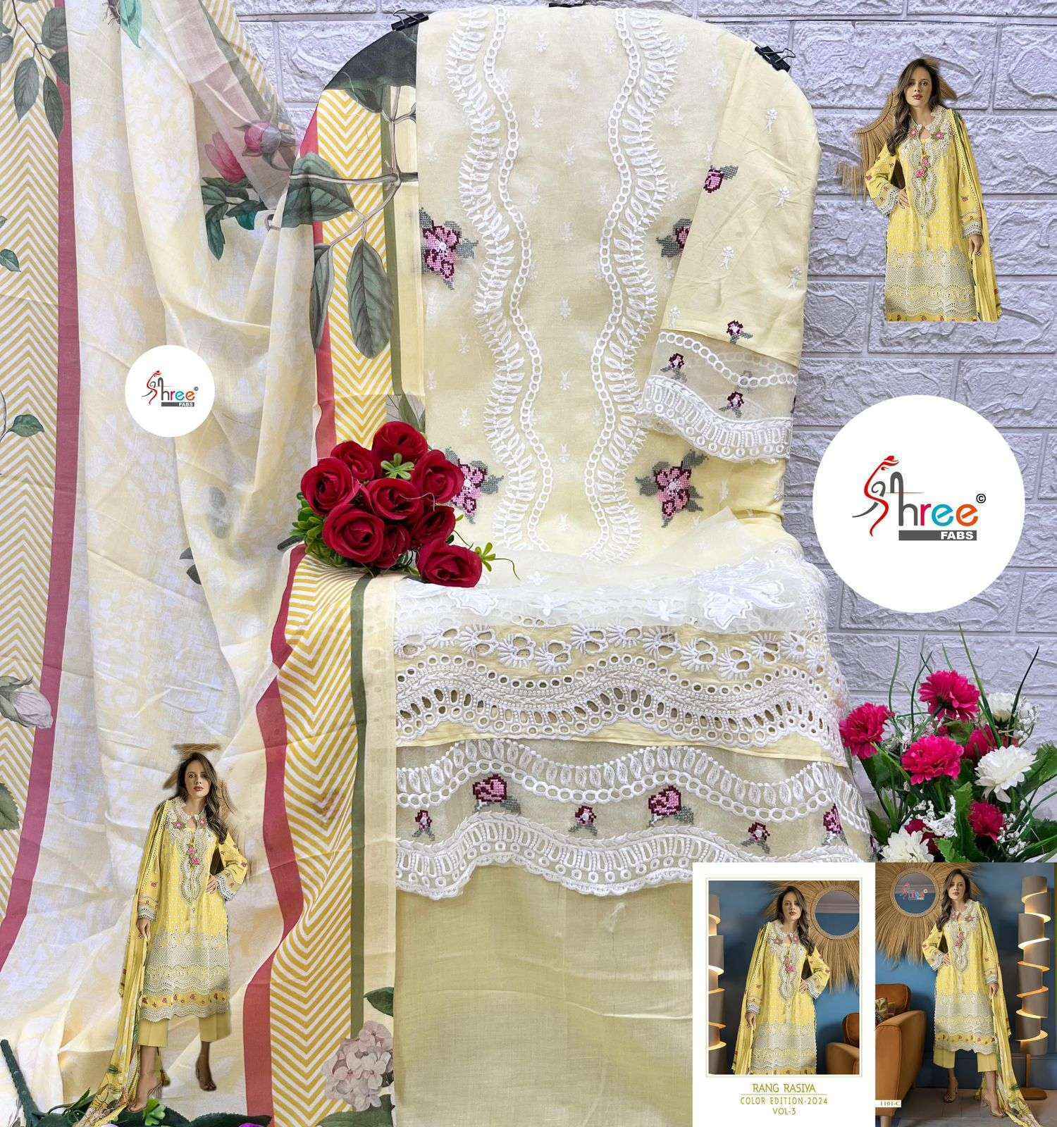 Shree Fabs Rang Rasiya Colour Edition Vol 3 Lawn Cotton Dress Material 4 pcs Catalogue