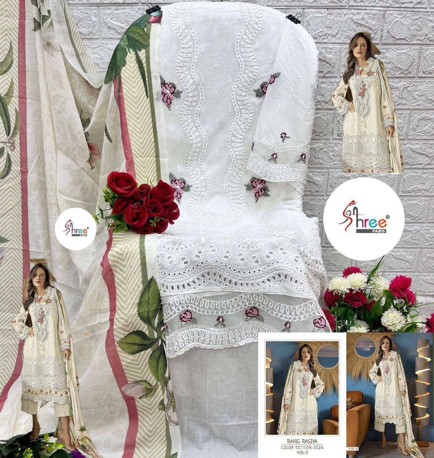 Shree Fabs Rang Rasiya Colour Edition Vol 3 Lawn Cotton Dress Material 4 pcs Catalogue