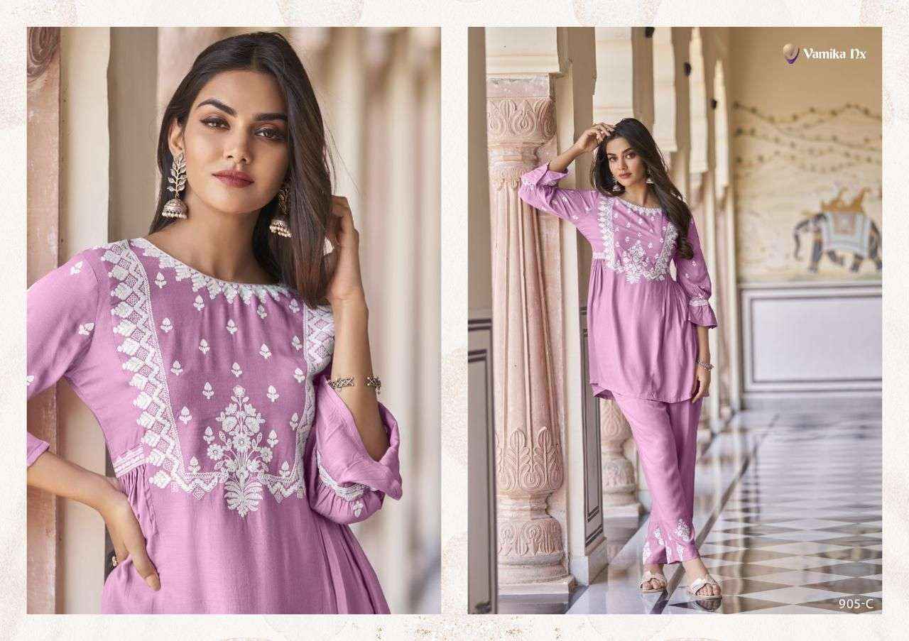 Vamika Nx Vintage Super Hit Rayon Kurti With Pant (5 pcs Catalogue)