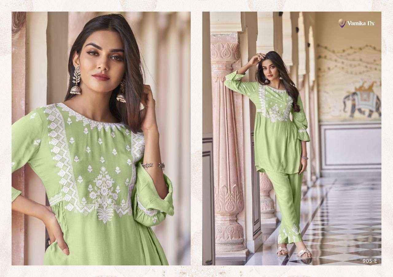 Vamika Nx Vintage Super Hit Rayon Kurti With Pant (5 pcs Catalogue)