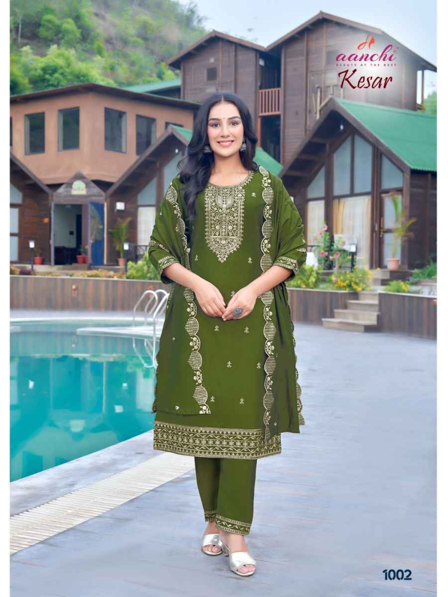 Aanchi Kesar Roman Silk Readymade Suit (4 pcs Catalouge)