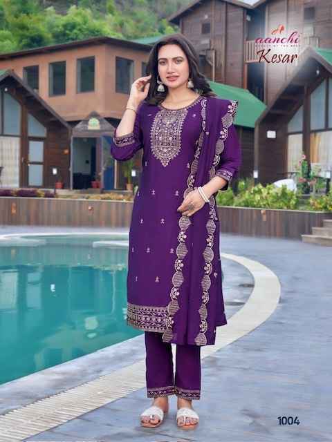 Aanchi Kesar Roman Silk Readymade Suit (4 pcs Catalouge)