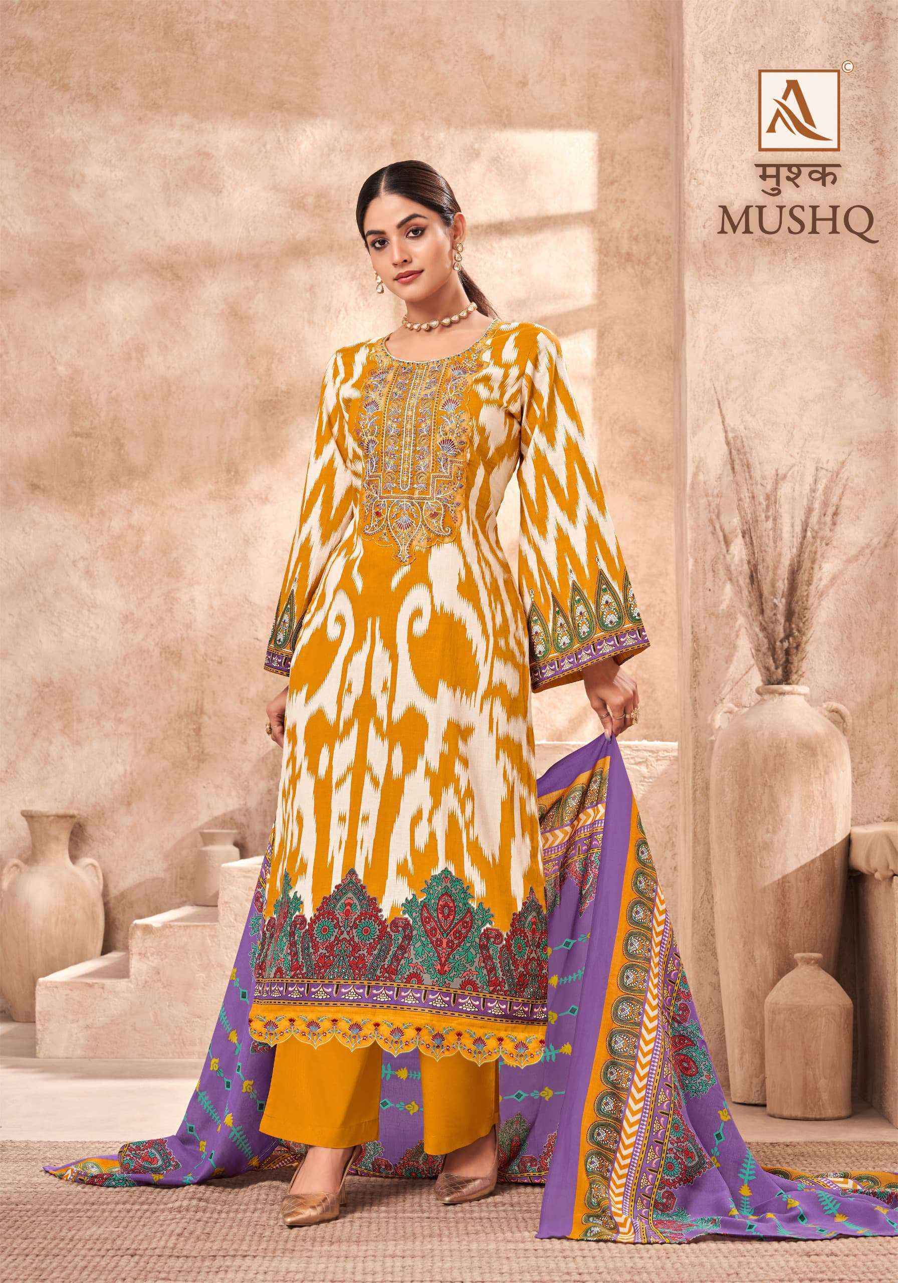 Alok Mushq Cambric Cotton Dress Material (8 pcs Catalogue)