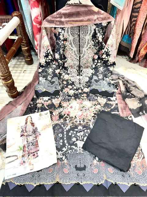 Cosmos Noor Digital Lawn  Collection 2024  Readymade Suit (8 Pc Catalog)