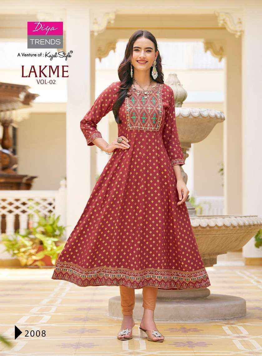 Diya Trends Lakme Vol-2 Rayon Kurti (8 pcs Catalogue)