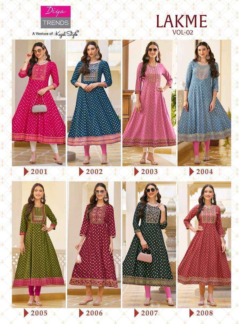 Diya Trends Lakme Vol-2 Rayon Kurti (8 pcs Catalogue)