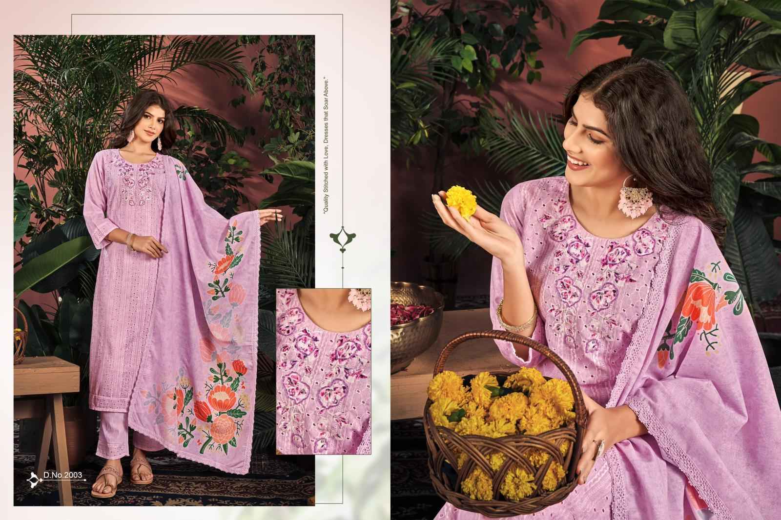 Isavasyam Cotton Chikan Applique Readymade Suit (6 pcs Catalogue)