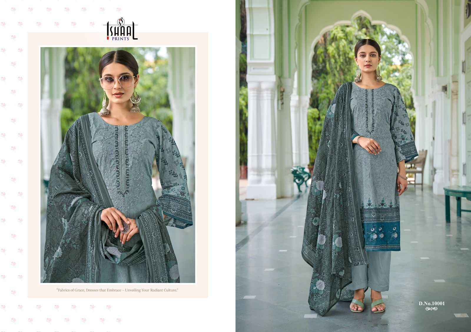 Ishaal Embroidered Vol-10 Lawn Dress Material (10 pcs Catalogue)
