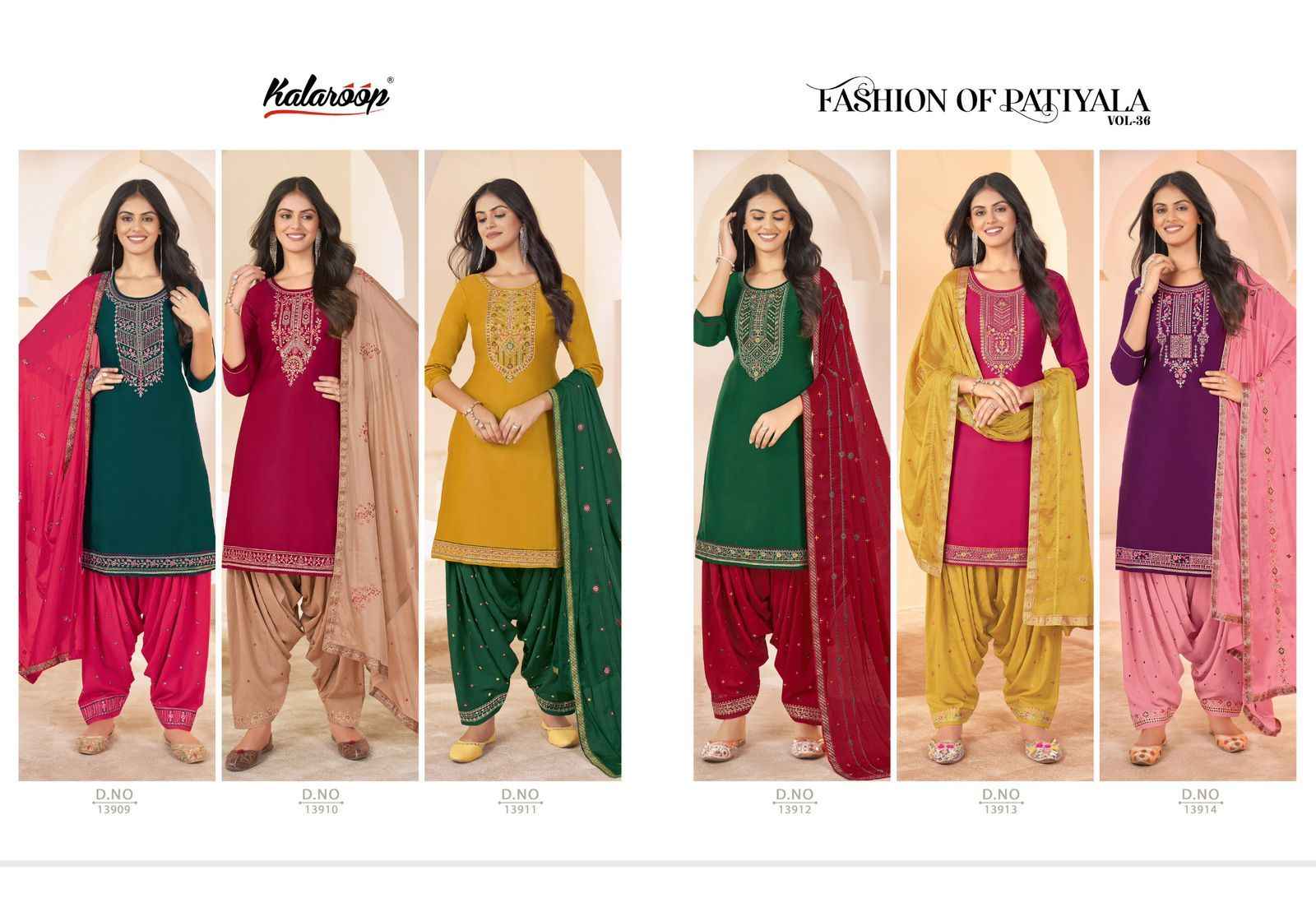Kalaroop Kajree Fashion Of Patiyala Vol-36 Jam Silk Readymade Suit (6 pcs Catalogue)