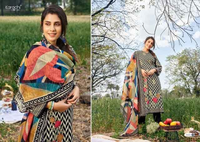 Karachi Prints Alfaaz Cambric Cotton Dress Material 4 pcs Catalogue