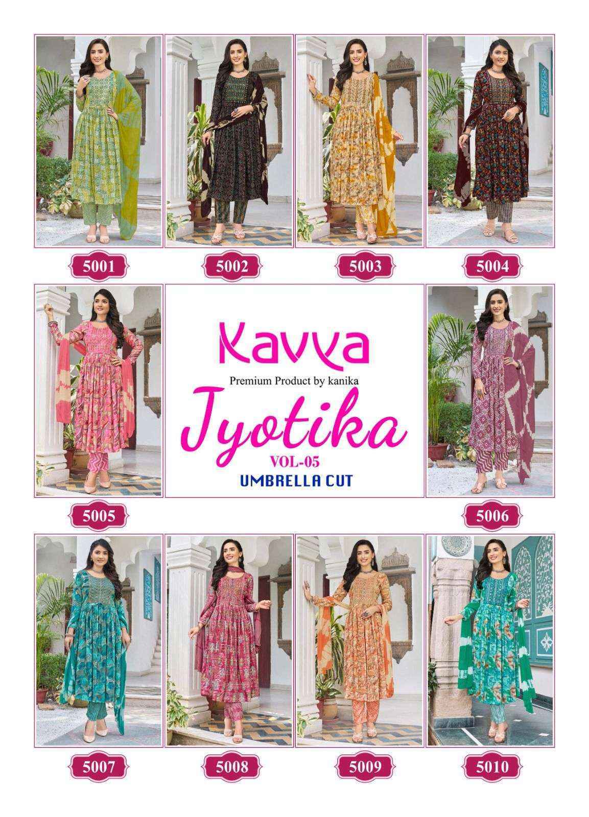 Kavya Jyotika Vol-5 Umbrella Cut  Capsule Readymade Suit (10 pcs Catalogue)