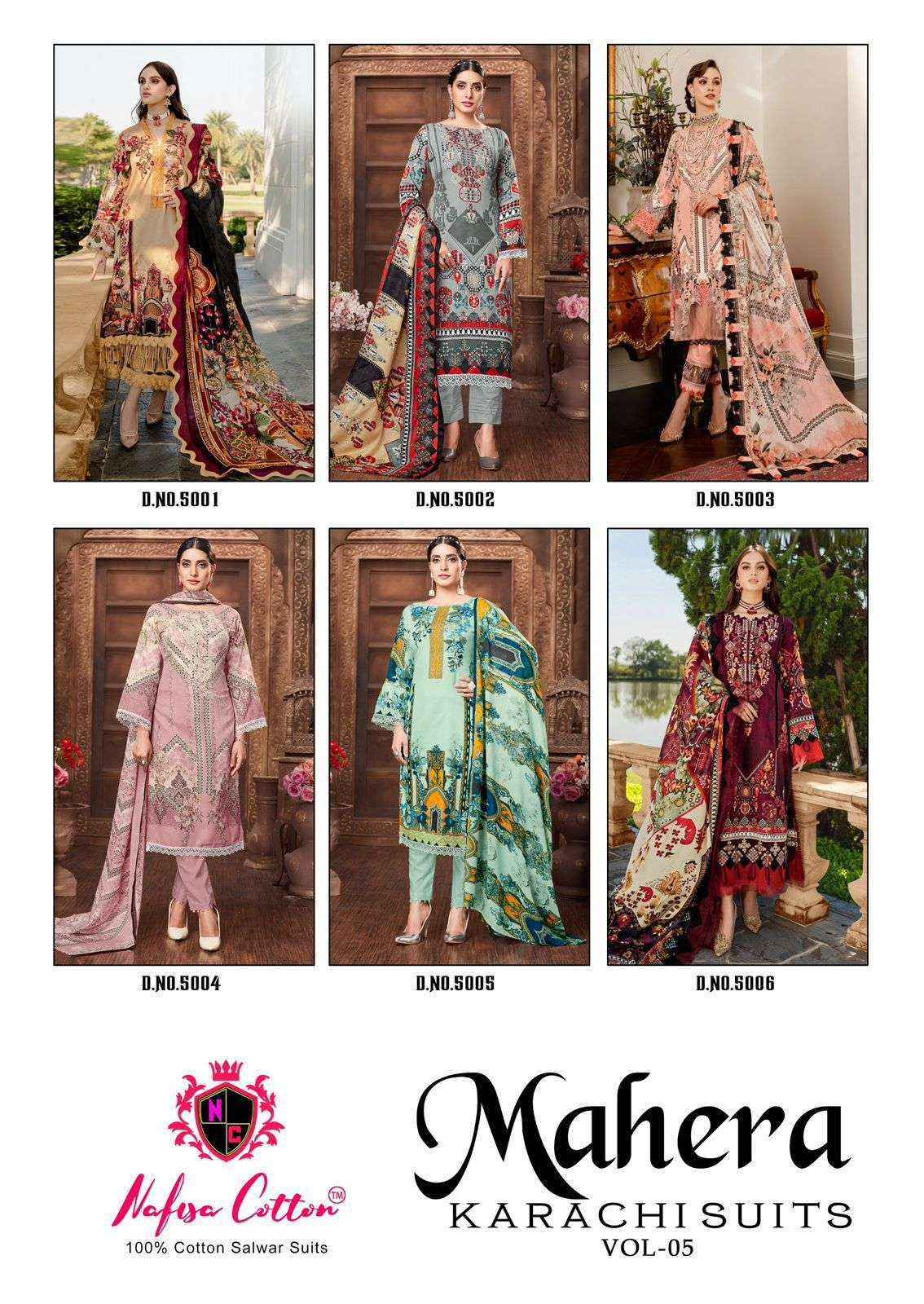Nafisa Cotton Mahera Karachi Suits Vol-5 Cotton Dress Material (6 pcs Catalogue)