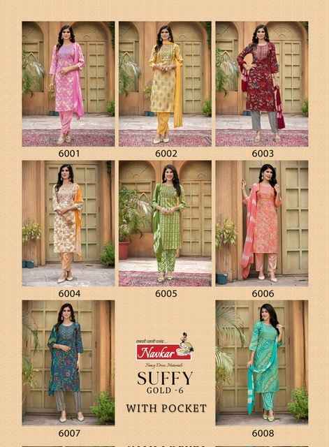 Navkar Suffy Gold Vol-6 Rayon Readymade Suit (8 pcs Catalogue)