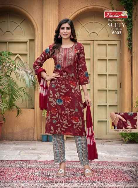 Navkar Suffy Gold Vol-6 Rayon Readymade Suit (8 pcs Catalogue)