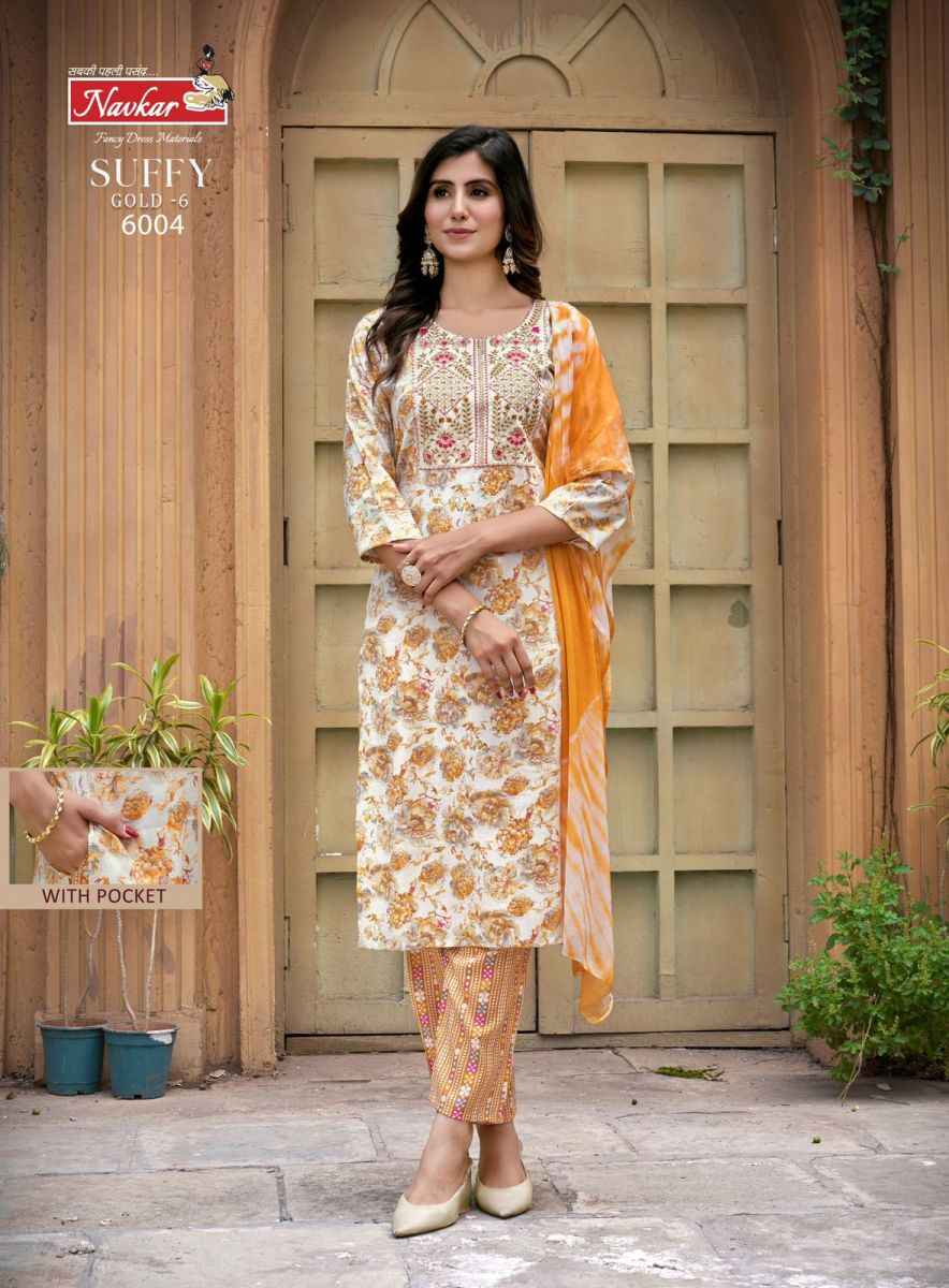 Navkar Suffy Gold Vol-6 Rayon Readymade Suit (8 pcs Catalogue)