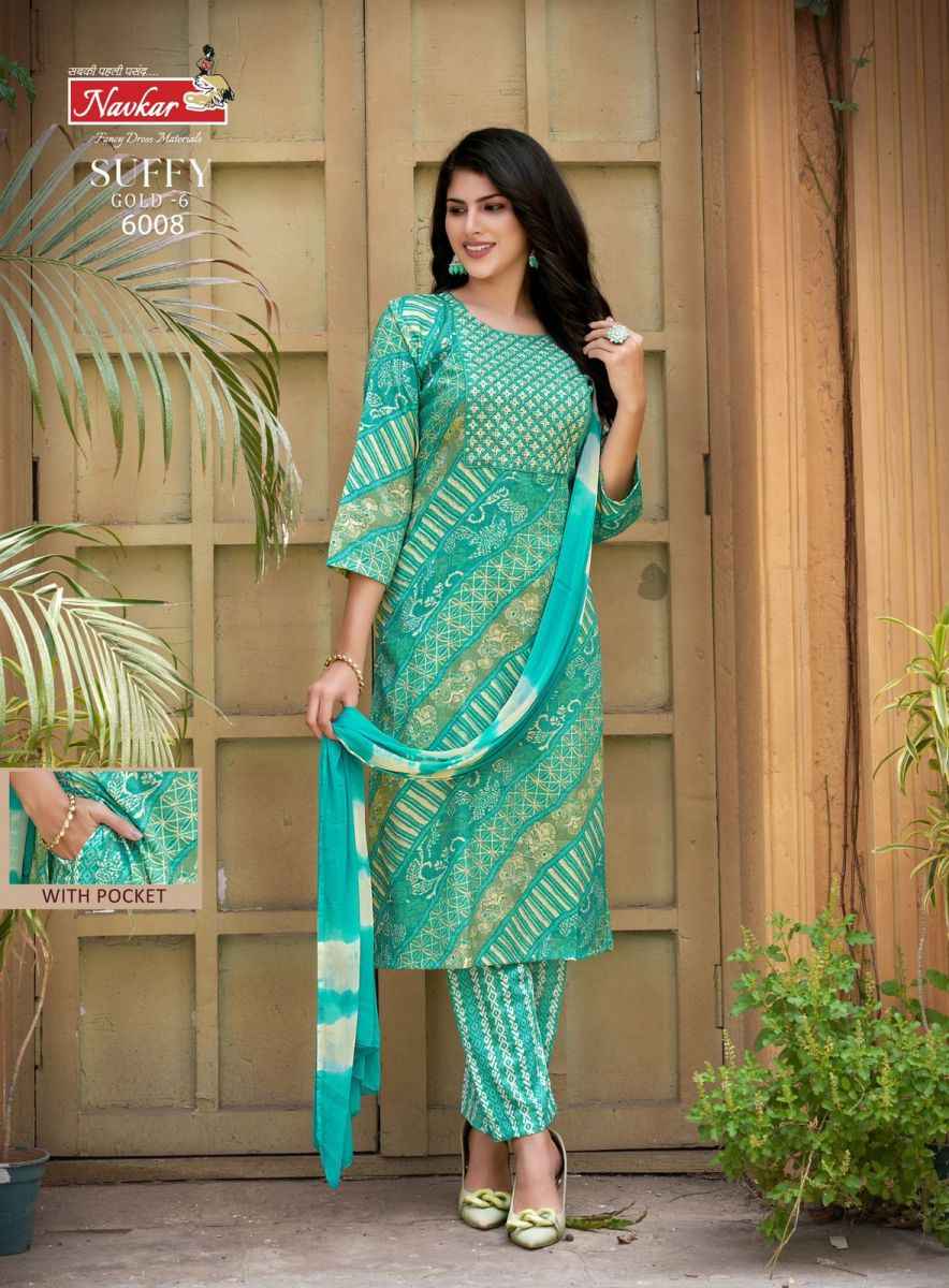 Navkar Suffy Gold Vol-6 Rayon Readymade Suit (8 pcs Catalogue)
