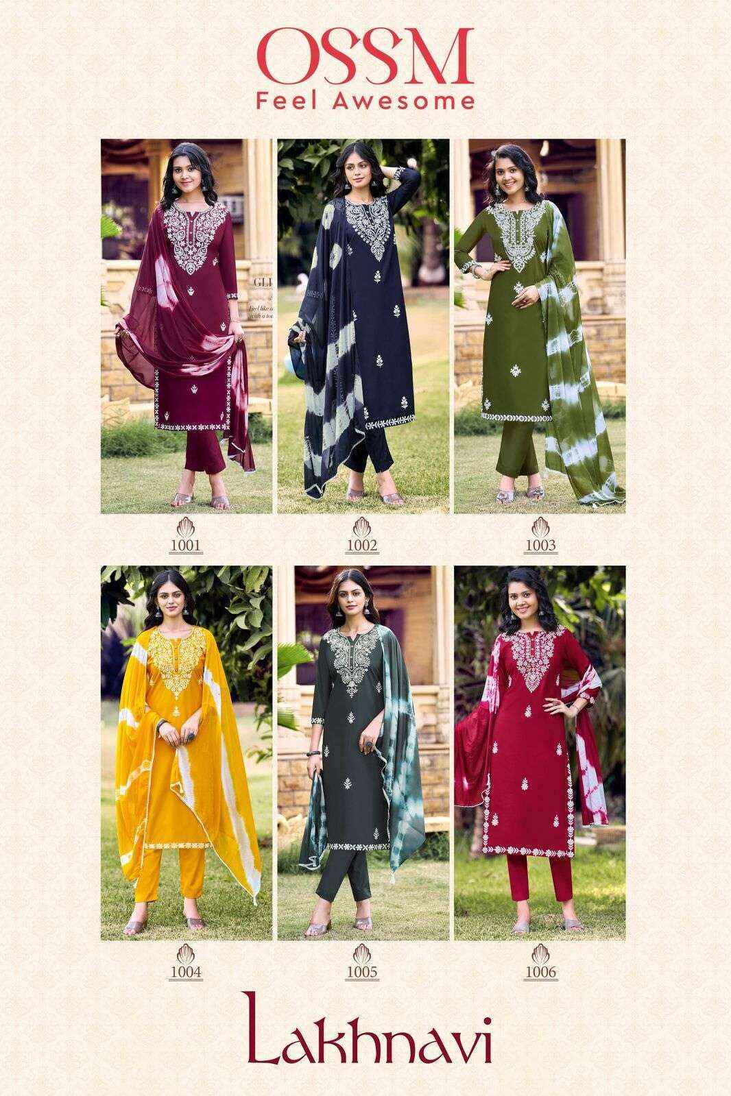 Ossm Lakhnavi Rayon Readymade Suit (6 pcs Catalogue)