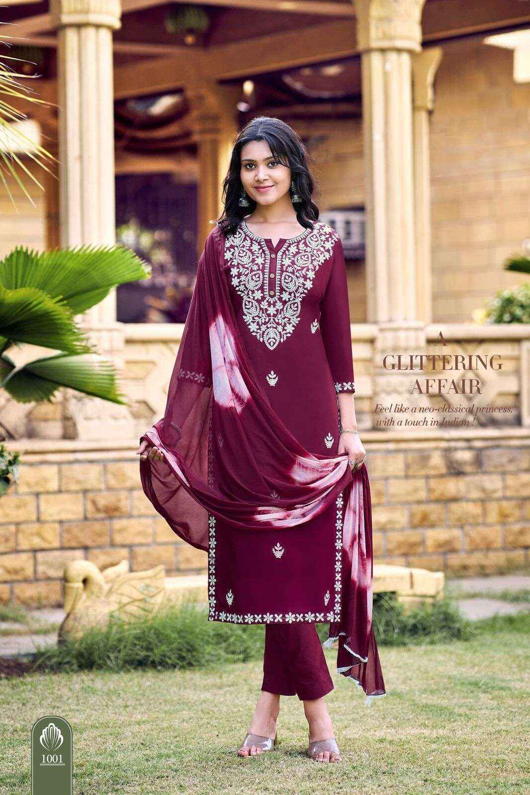 Ossm Lakhnavi Rayon Readymade Suit (6 pcs Catalogue)