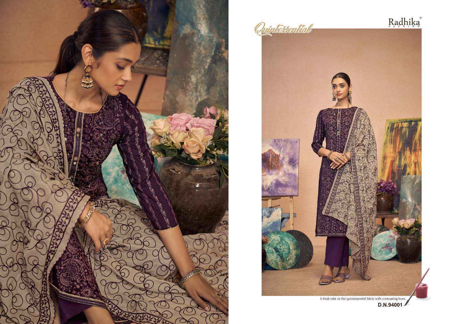 Radhika Fashion Azara Black Berry Vol 12 Cotton Dress Material (4 pcs Catalogue)