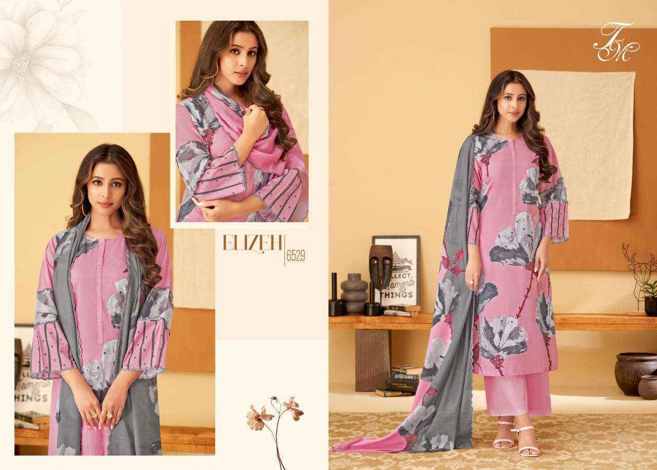T and M Elizeh Lawn Cotton Dress Material (4 pcs Catalogue)