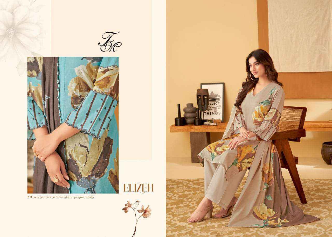 T and M Elizeh Lawn Cotton Dress Material (4 pcs Catalogue)