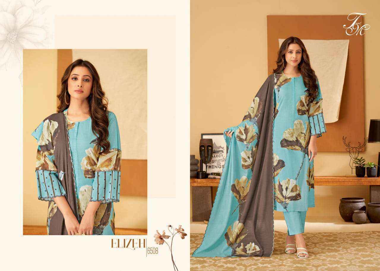 T and M Elizeh Lawn Cotton Dress Material (4 pcs Catalogue)