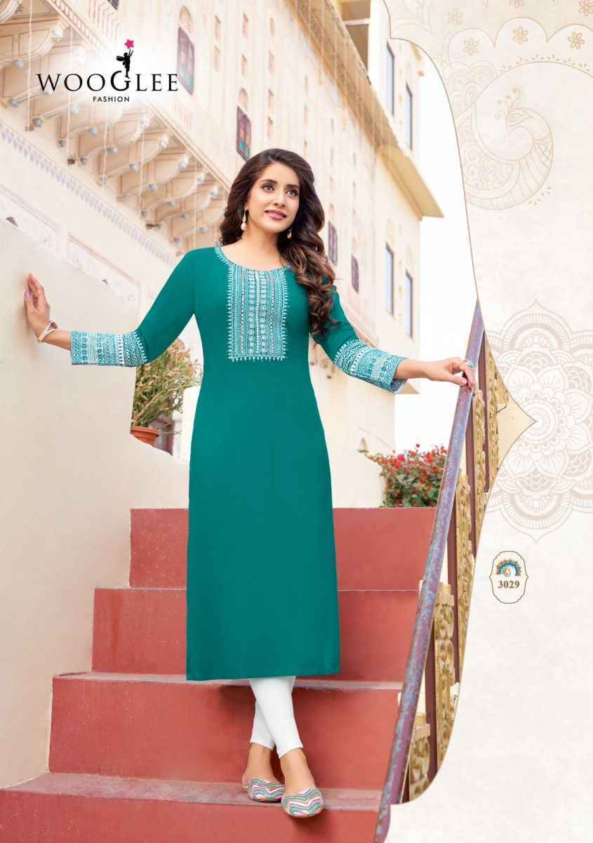 Wooglee Salonee Vol 6 Rayon Kurti Wholesale Designer Ladies Kurtis