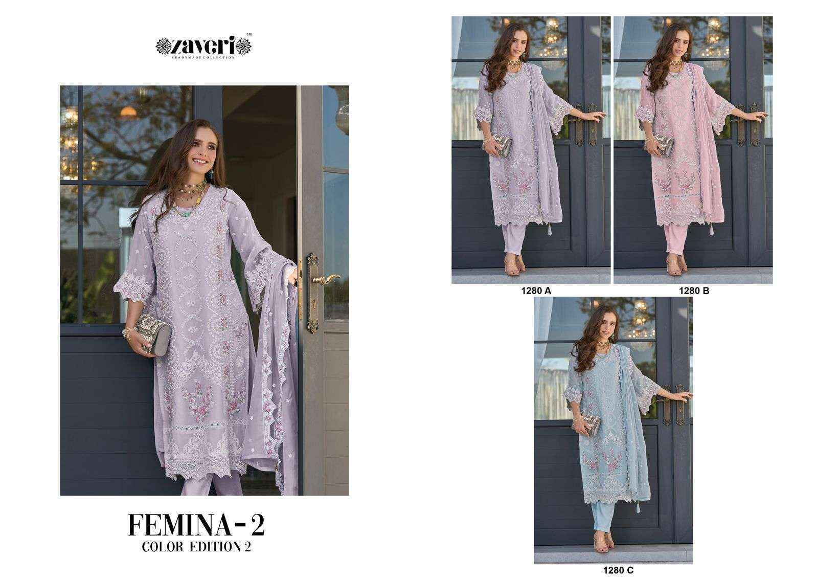 Zaveri Femina 2 Color Edition Vol 2 Organza Readymade Suit (3 pcs Catalogue)