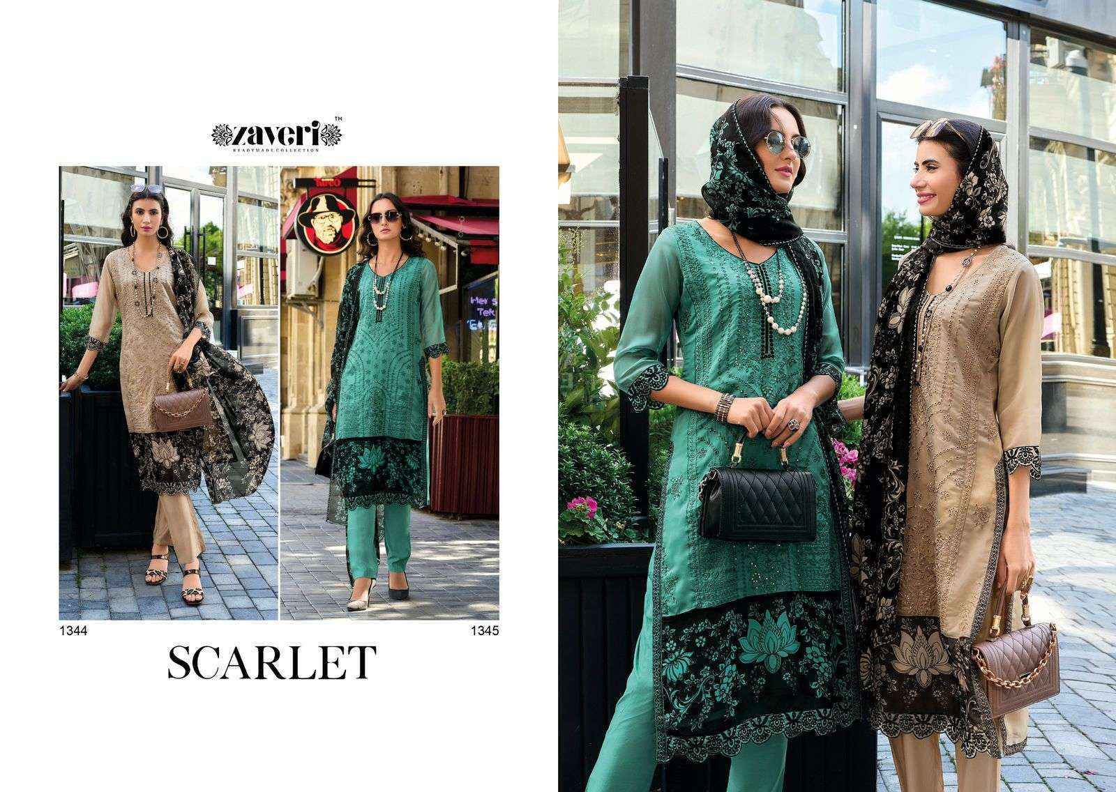 Zaveri Scarlet Organza Readymade Suit (2 pcs Catalogue)