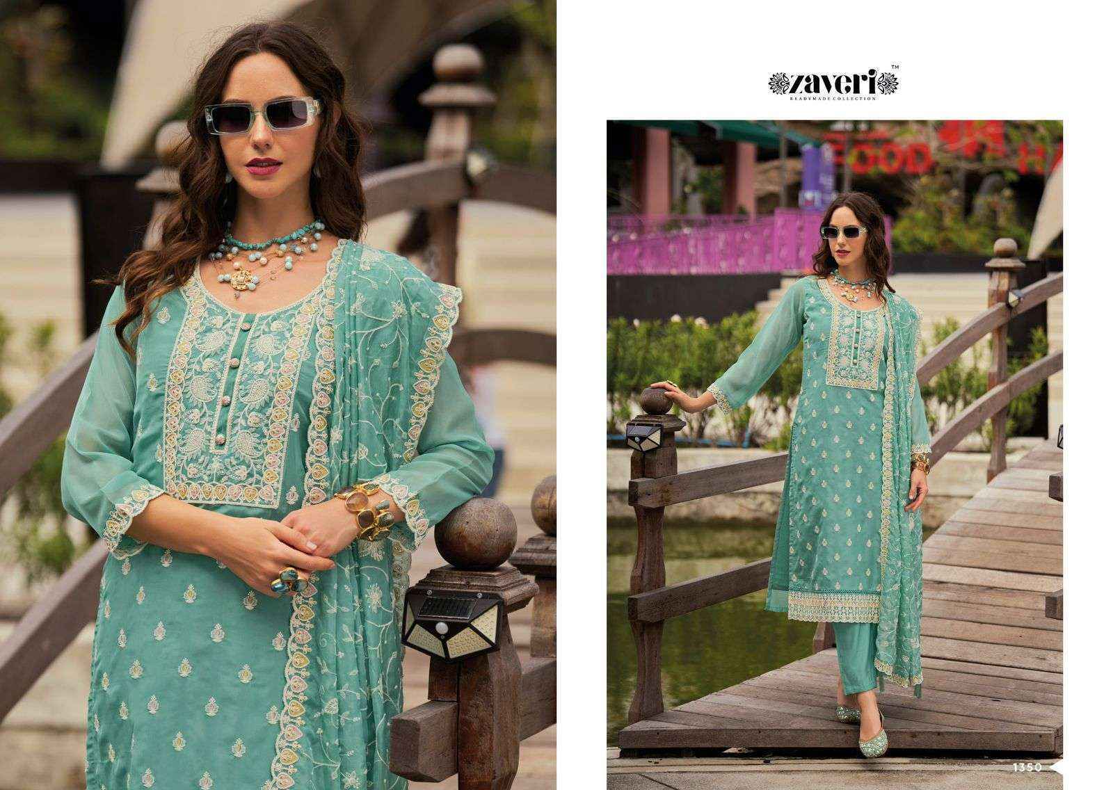 Zaveri Shazar Organza Readymade Suit (3 pcs Catalogue)