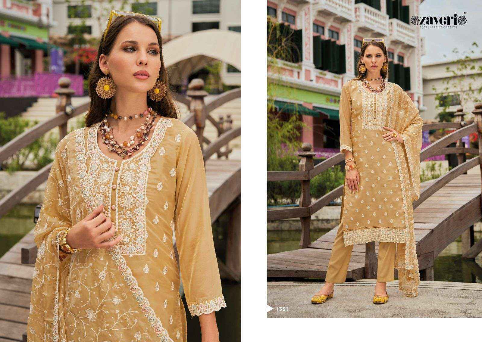 Zaveri Shazar Organza Readymade Suit (3 pcs Catalogue)