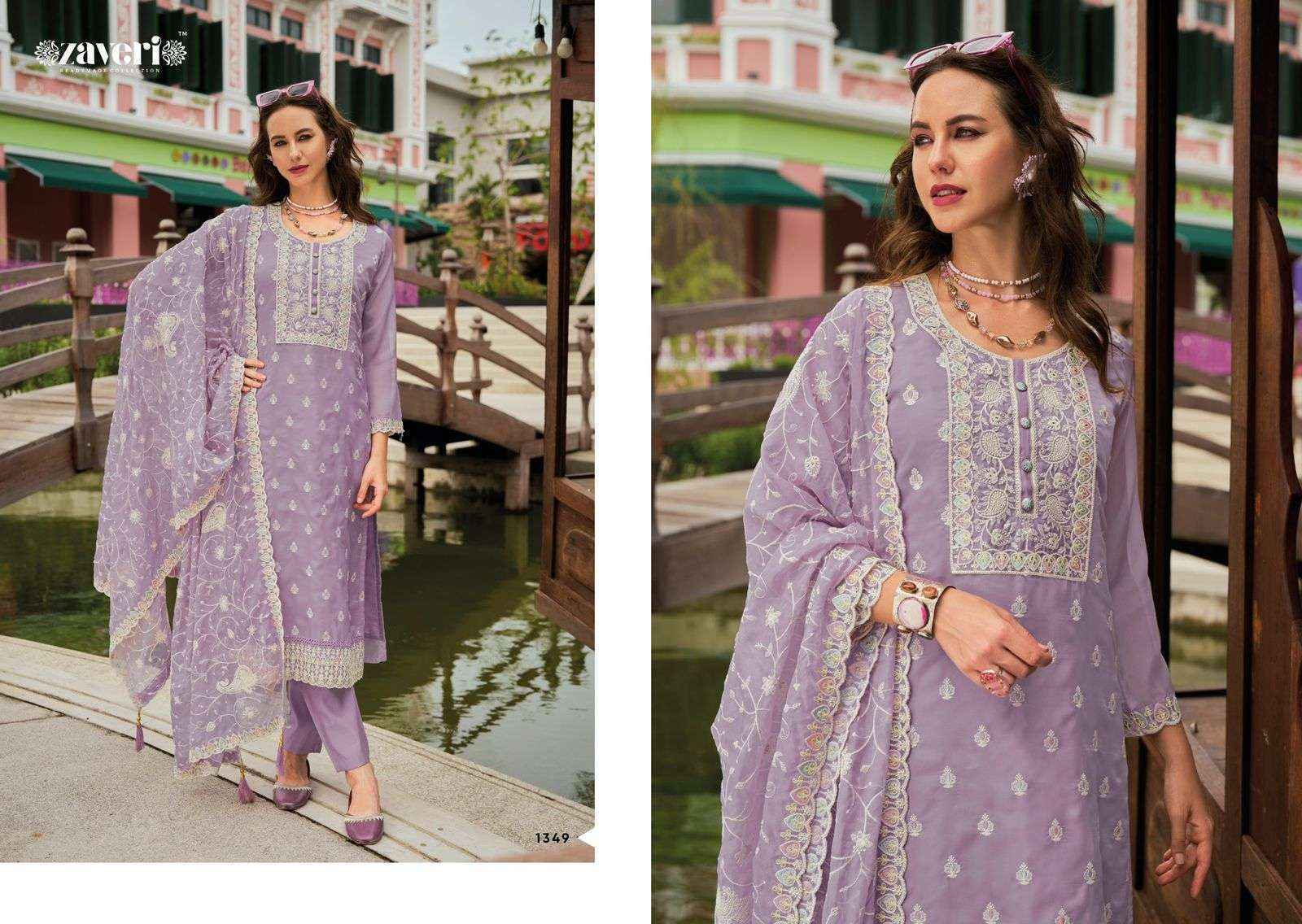Zaveri Shazar Organza Readymade Suit (3 pcs Catalogue)
