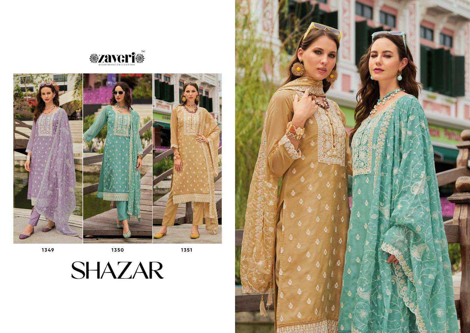 Zaveri Shazar Organza Readymade Suit (3 pcs Catalogue)