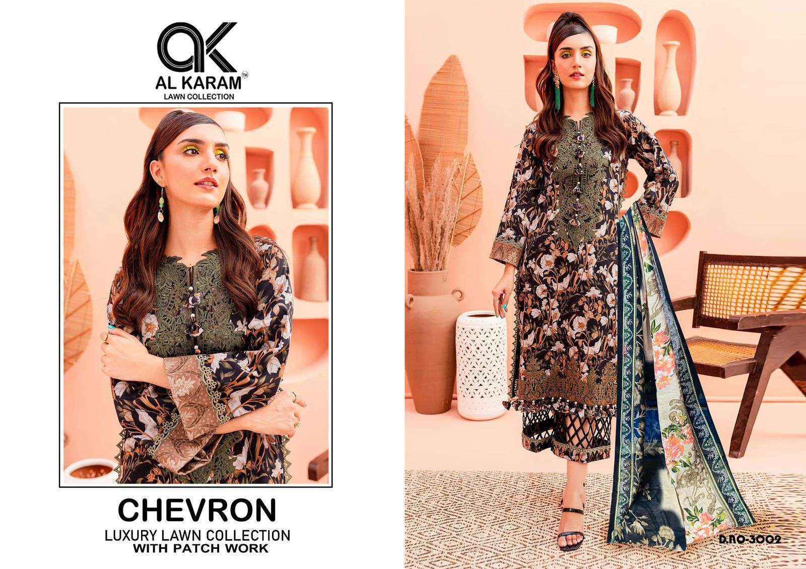 Al Karam Chevron Luxury Lawn Collection Vol-3 Cotton Dress Material (4 pcs Catalogue)