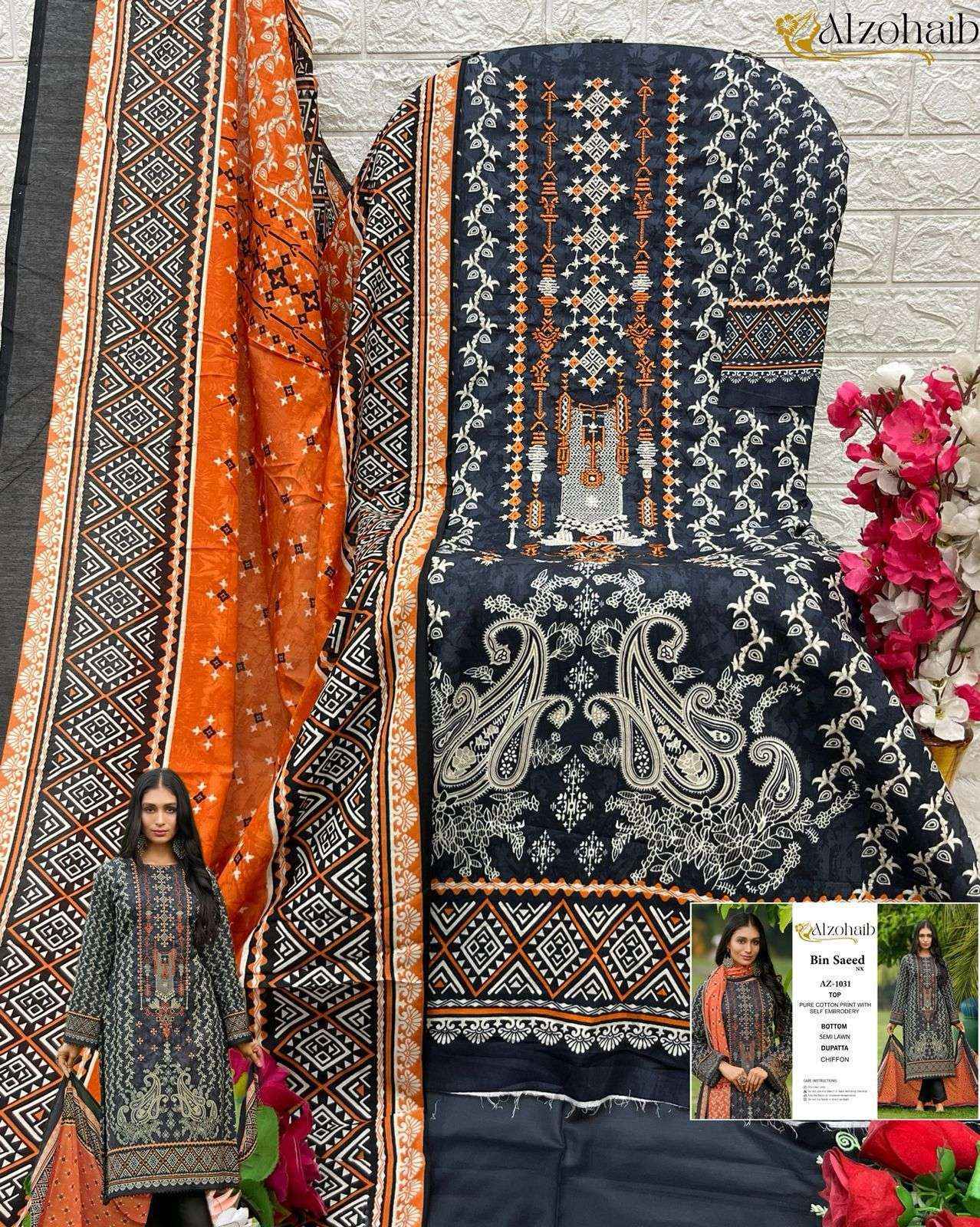 Al Zohaib Bin Saeed Nx Cotton Dress Material (4 pcs Catalogue)