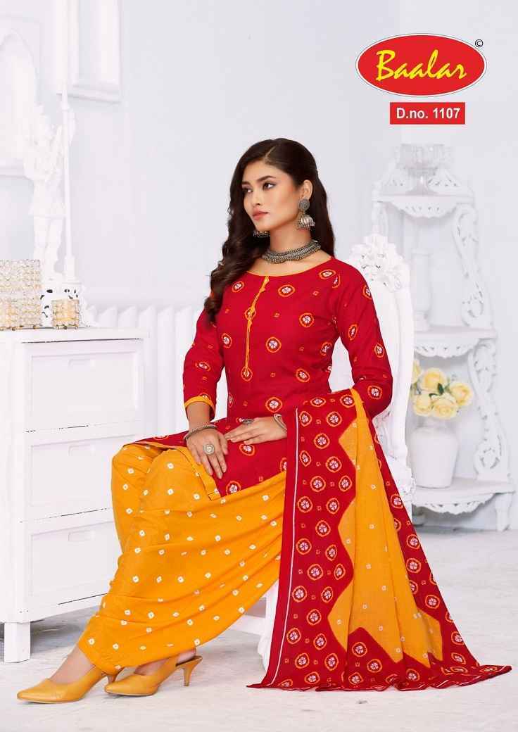 Baalar Bandhni Patiyala Cotton Dress Material (12 pcs Catalogue)
