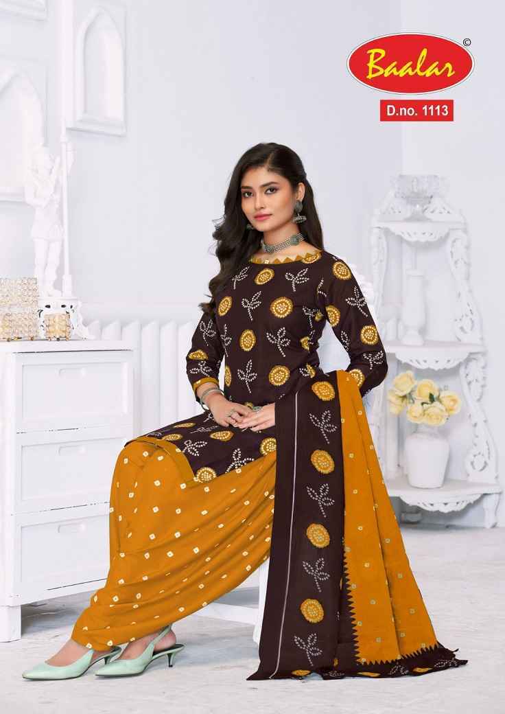 Baalar Bandhni Patiyala Cotton Dress Material (12 pcs Catalogue)