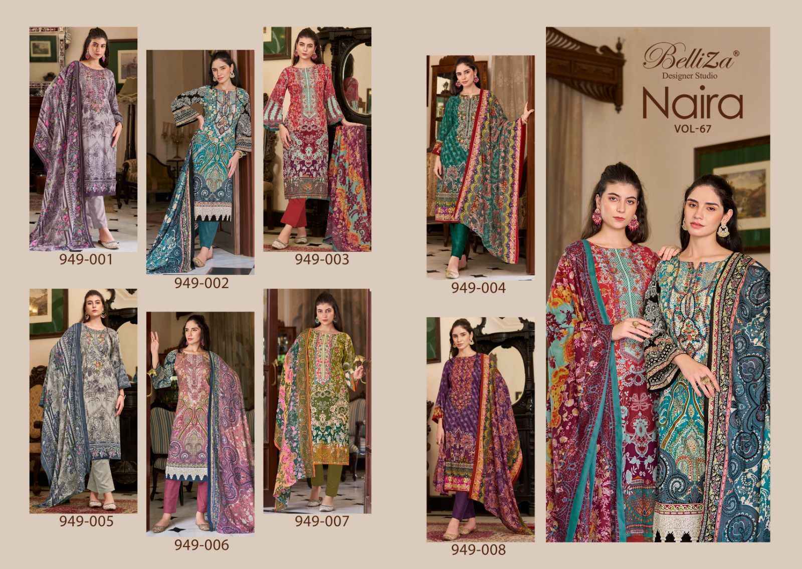 Belliza Naira Vol-67 Cotton Dress Material (8 pcs Cataloge)