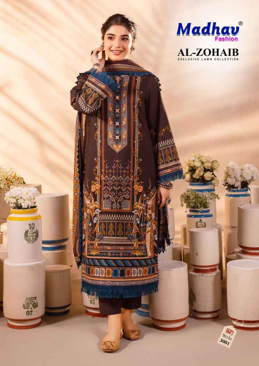 Madhav Fashion Al Zohaib Vol-3 Lawn Cotton Dress Material (6 pcs Catalogue)