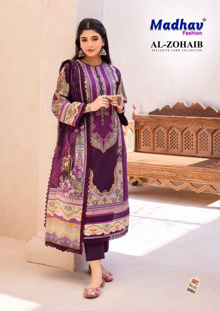 Madhav Fashion Al Zohaib Vol-3 Lawn Cotton Dress Material (6 pcs Catalogue)