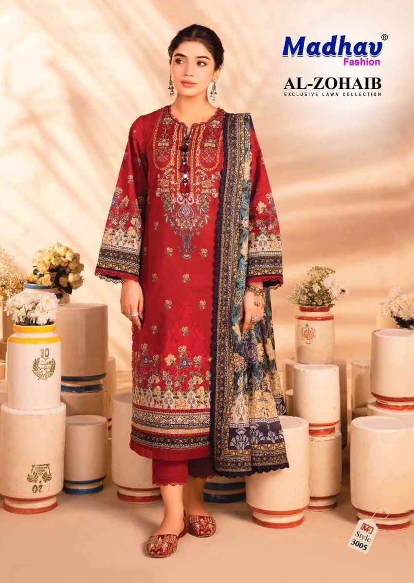 Madhav Fashion Al Zohaib Vol-3 Lawn Cotton Dress Material (6 pcs Catalogue)
