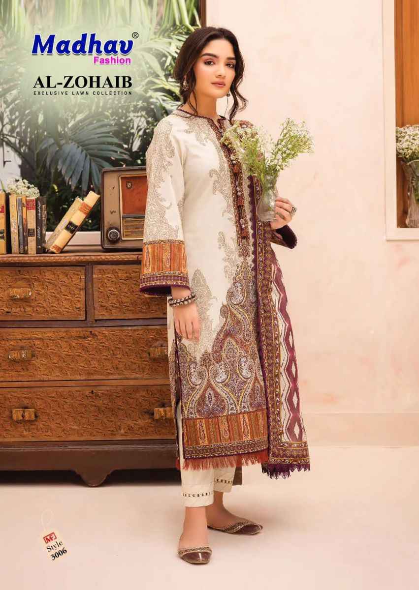 Madhav Fashion Al Zohaib Vol-3 Lawn Cotton Dress Material (6 pcs Catalogue)