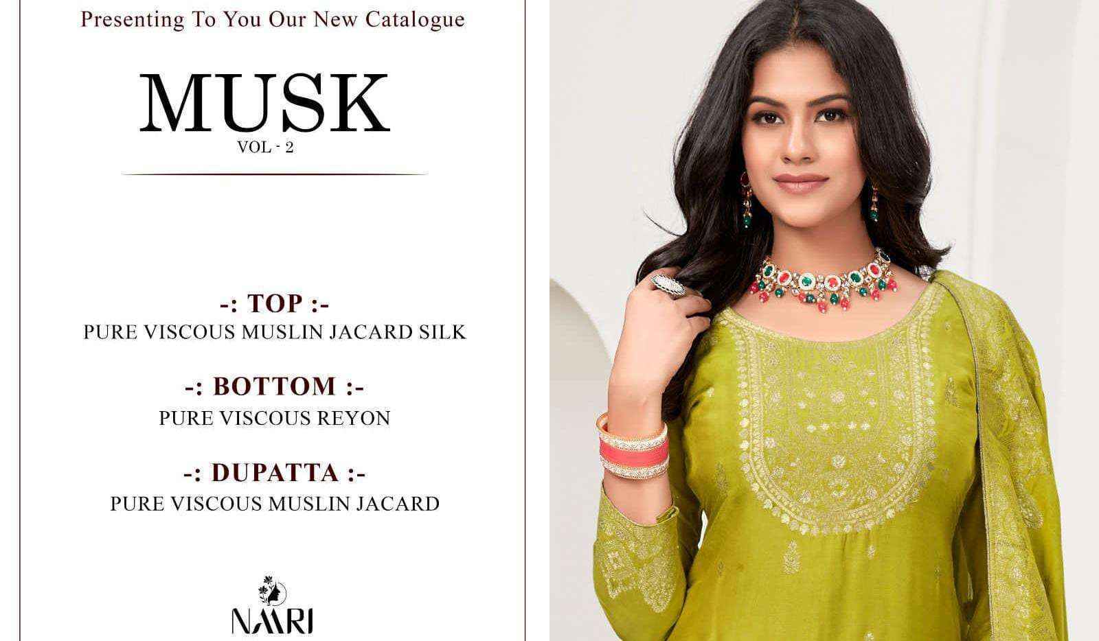 Naari Musk Vol-2 Muslin Jacquard Dress Material (4 pcs Catalogue)